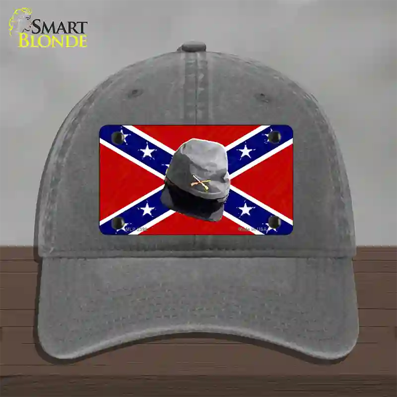 Confederate Army Cap Novelty License Plate Hat Unconstructed Cotton / Charcoal