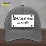 All Things Possible Novelty License Plate Hat Unconstructed Cotton / Charcoal