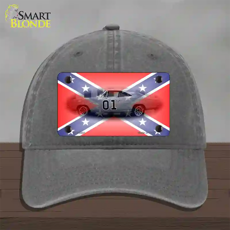 Confederate Flag Charger Novelty License Plate Hat Unconstructed Cotton / Charcoal