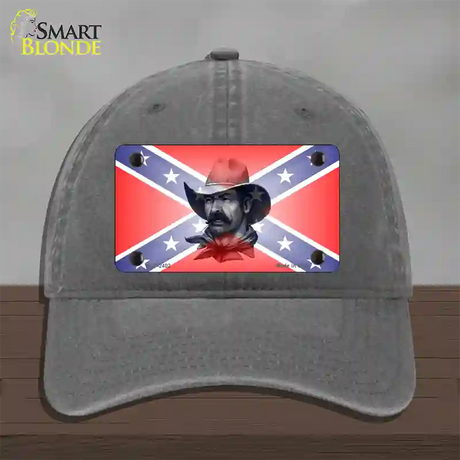 Confederate Flag Cowboy Novelty License Plate Hat Unconstructed Cotton / Charcoal