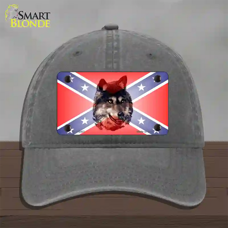 Confederate Flag Faded Wolf Novelty License Plate Hat Unconstructed Cotton / Charcoal