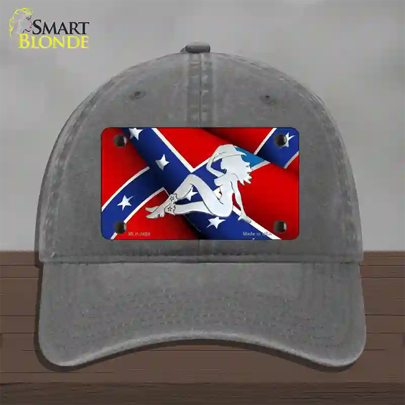 Rebel Flag Mudflap Cowgirl Novelty License Plate Hat Unconstructed Cotton / Charcoal