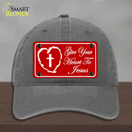 Give Your Heart To Jesus Novelty License Plate Hat Unconstructed Cotton / Charcoal