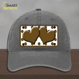 Brown White Polka Dot Brown Centered Hearts Novelty License Plate Hat Unconstructed Cotton / Charcoal