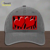 Red Black Zebra Red Centered Hearts Novelty License Plate Hat Unconstructed Cotton / Charcoal