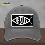 Jesus Fish Novelty License Plate Hat Unconstructed Cotton / Charcoal