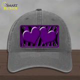 Purple Black Zebra Purple Centered Hearts Novelty License Plate Hat Unconstructed Cotton / Charcoal