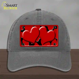 Red Black Giraffe Red Centered Hearts Novelty License Plate Hat Unconstructed Cotton / Charcoal