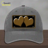 Solid Brown Centered Hearts Black Novelty License Plate Hat Unconstructed Cotton / Charcoal