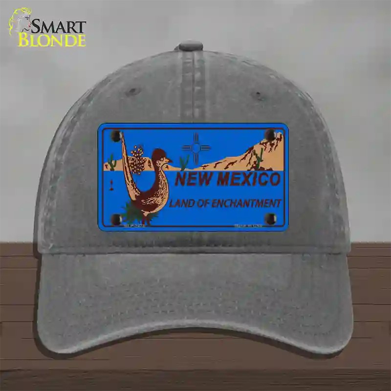 Roadrunner Blue New Mexico Novelty License Plate Hat Unconstructed Cotton / Charcoal