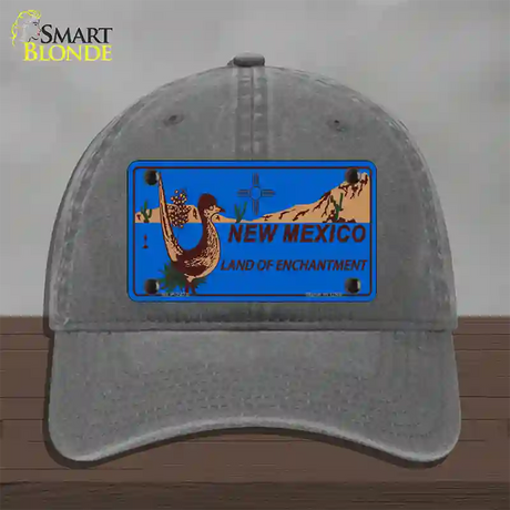 Roadrunner Blue New Mexico Novelty License Plate Hat Unconstructed Cotton / Charcoal