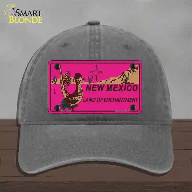 Roadrunner Pink New Mexico Novelty License Plate Hat Unconstructed Cotton / Charcoal