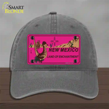 Roadrunner Pink New Mexico Novelty License Plate Hat Unconstructed Cotton / Charcoal