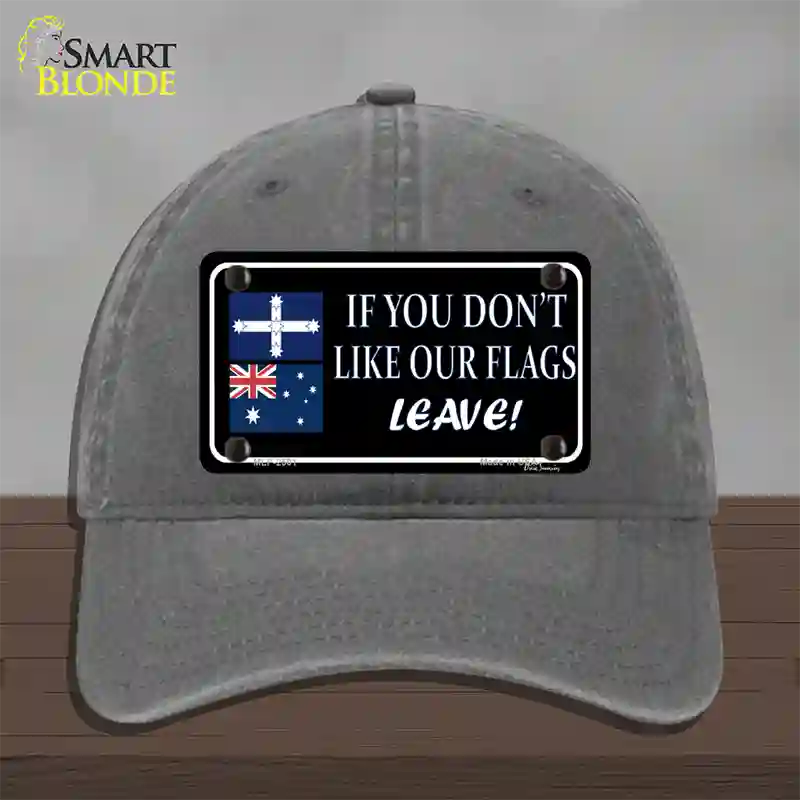 If You Dont Like Our Flag Leave Novelty License Plate Hat Unconstructed Cotton / Charcoal