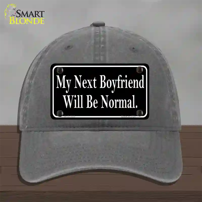 My Next Boyfriend Novelty License Plate Hat Unconstructed Cotton / Charcoal