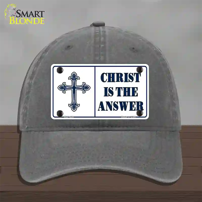 Christ Is The Answer Novelty License Plate Hat Unconstructed Cotton / Charcoal