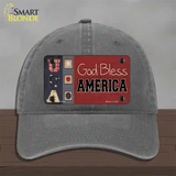 God Bless America Quilt Novelty License Plate Hat Unconstructed Cotton / Charcoal