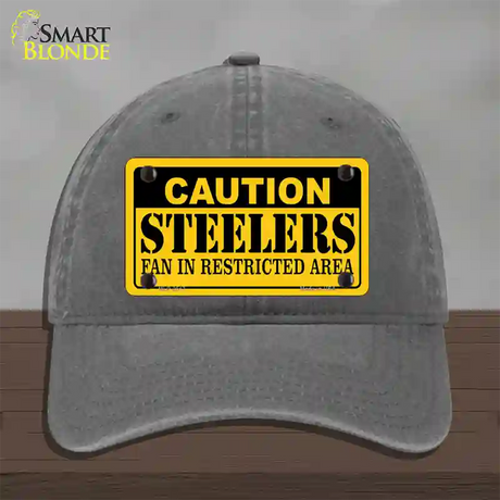 Caution Steelers Novelty License Plate Hat Unconstructed Cotton / Charcoal