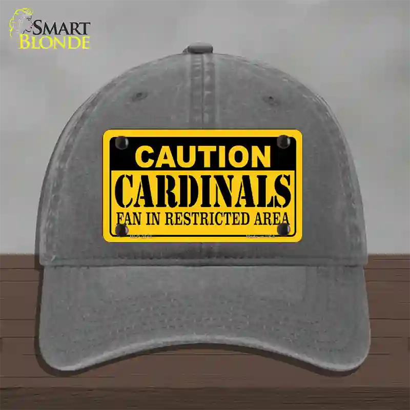 Caution Cardinals Novelty License Plate Hat Unconstructed Cotton / Charcoal