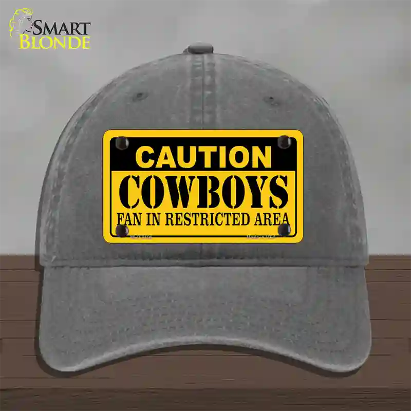 Caution Cowboys Novelty License Plate Hat Unconstructed Cotton / Charcoal