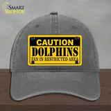 Caution Dolphins Novelty License Plate Hat Unconstructed Cotton / Charcoal