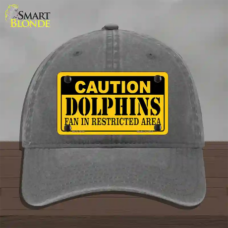 Caution Dolphins Novelty License Plate Hat Unconstructed Cotton / Charcoal