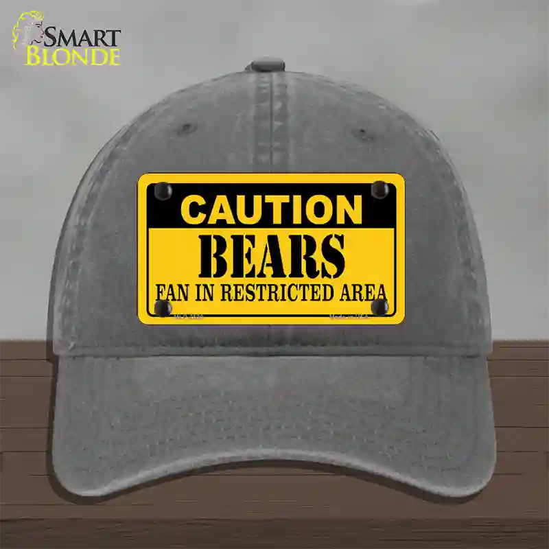 Caution Bears Novelty License Plate Hat Unconstructed Cotton / Charcoal