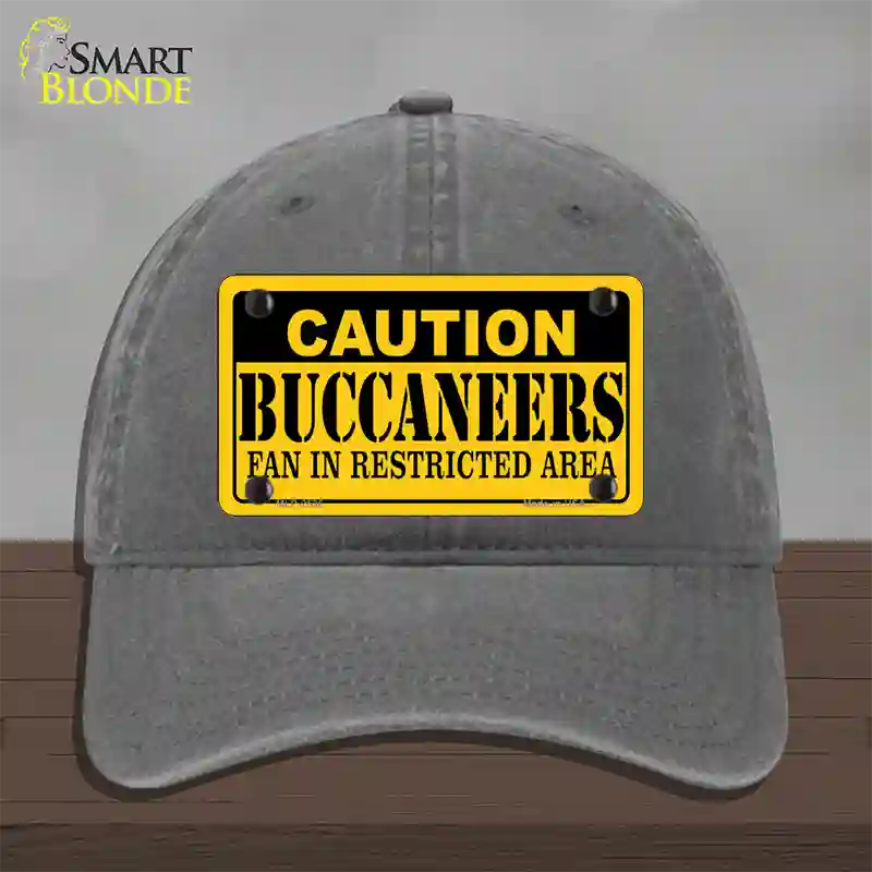 Caution Buccaneers Novelty License Plate Hat Unconstructed Cotton / Charcoal