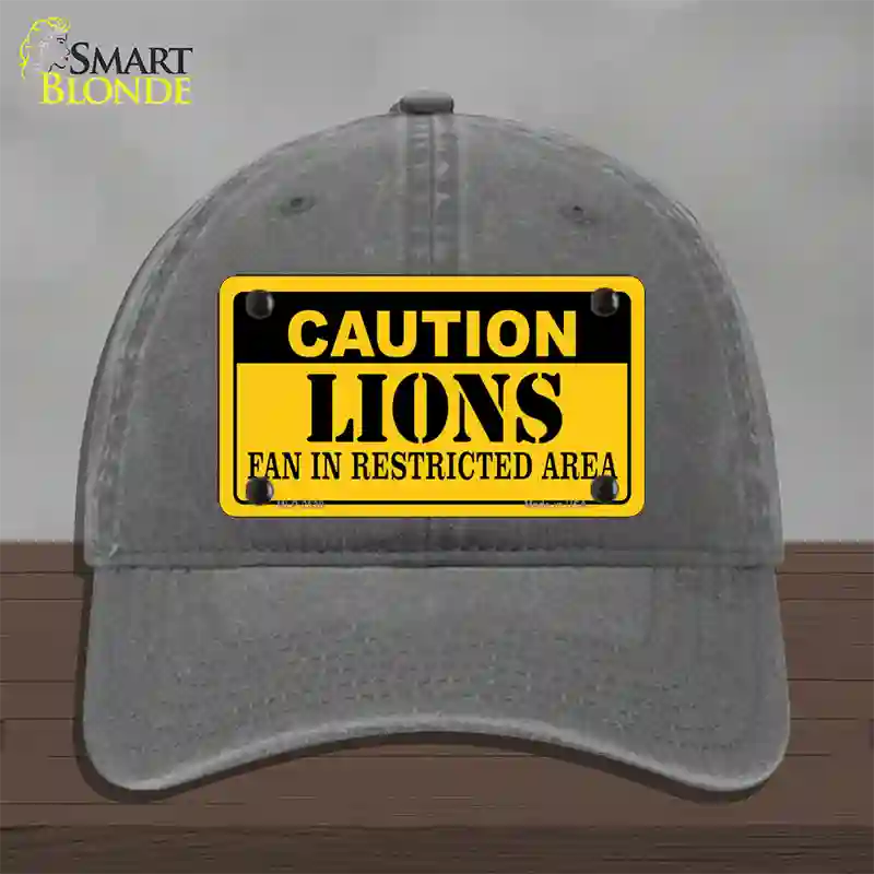 Caution Lions Novelty License Plate Hat Unconstructed Cotton / Charcoal