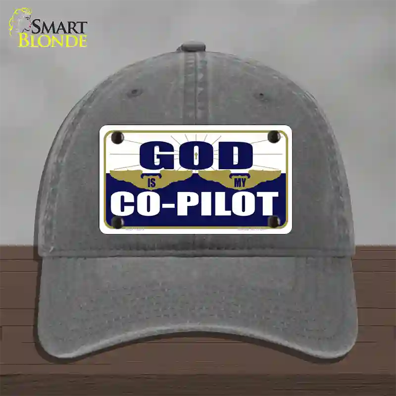 God Is My Co-Pilot Novelty License Plate Hat Unconstructed Cotton / Charcoal