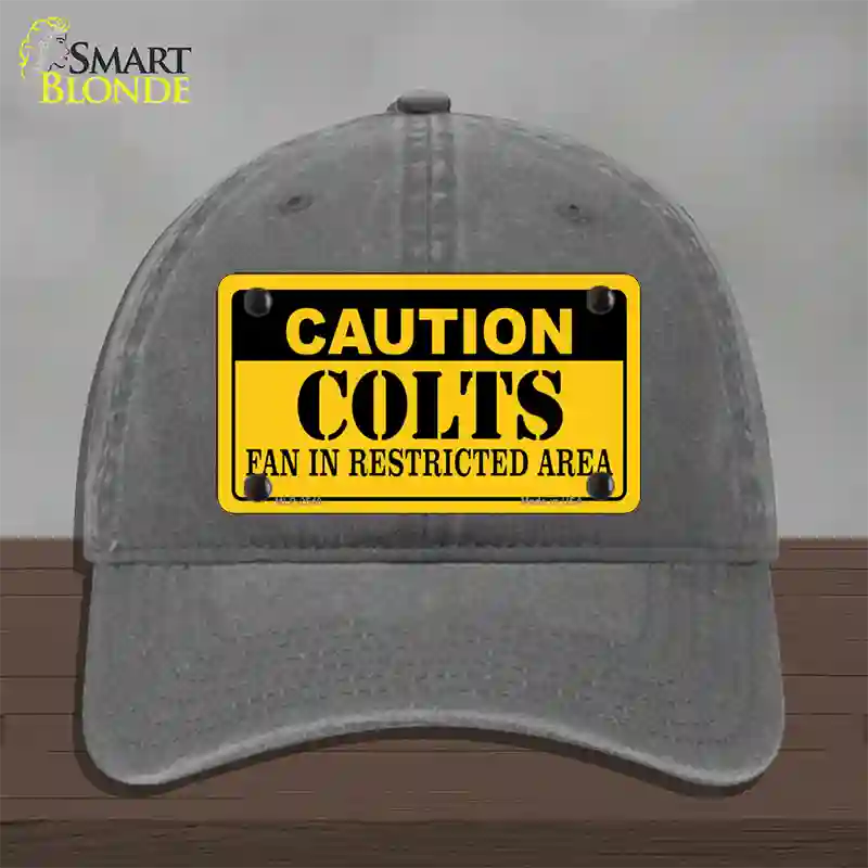 Caution Colts Novelty License Plate Hat Unconstructed Cotton / Charcoal