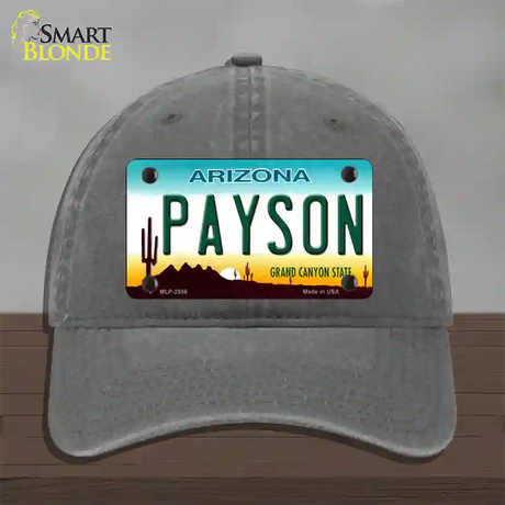 Payson Arizona Novelty License Plate Hat Unconstructed Cotton / Charcoal