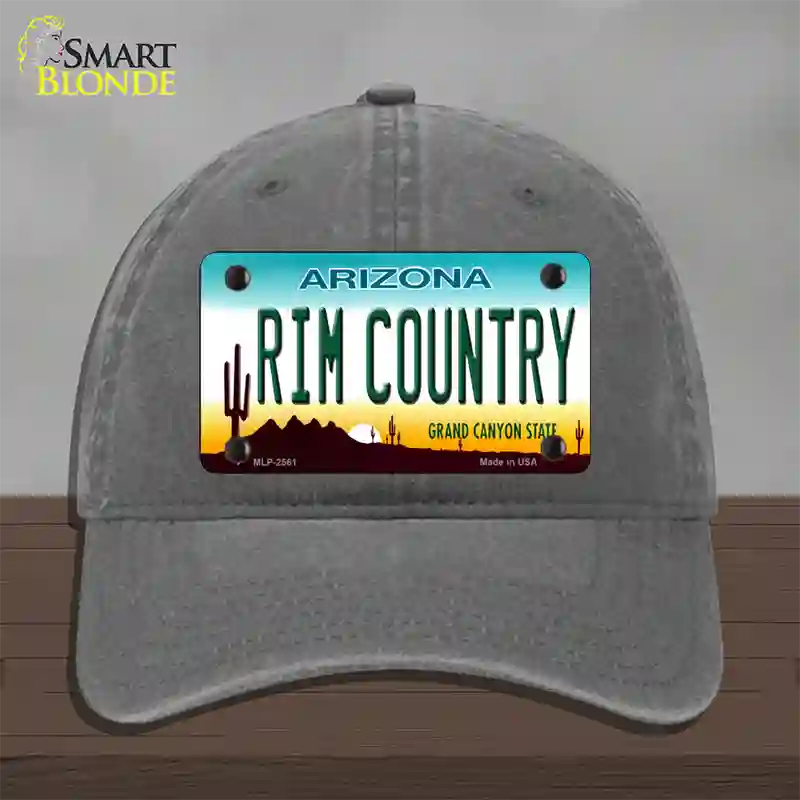 Rim Country Arizona Novelty License Plate Hat Unconstructed Cotton / Charcoal