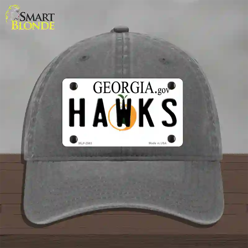 Hawks Georgia State Novelty License Plate Hat Unconstructed Cotton / Charcoal