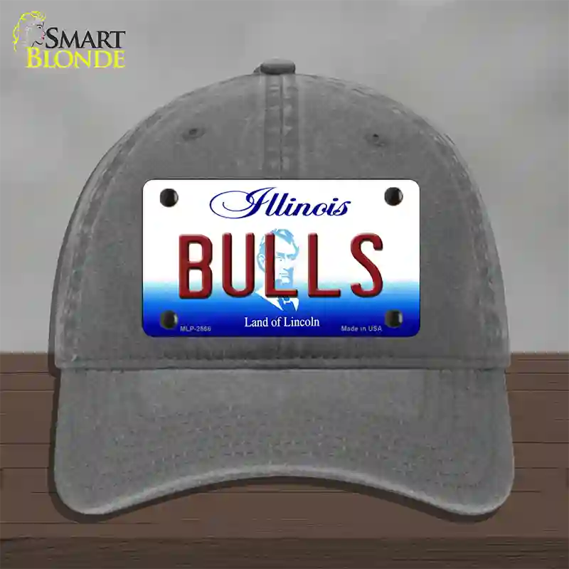 Bulls Illinois State Novelty License Plate Hat Unconstructed Cotton / Charcoal