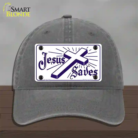 Jesus Saves Novelty License Plate Hat Unconstructed Cotton / Charcoal