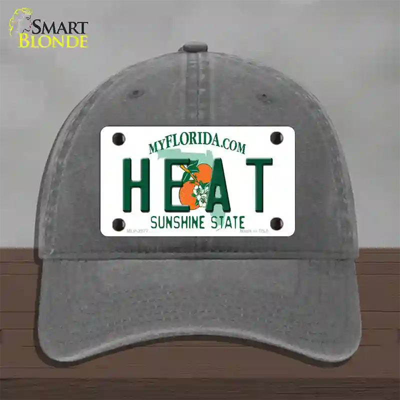 Heat Florida State Novelty License Plate Hat Unconstructed Cotton / Charcoal