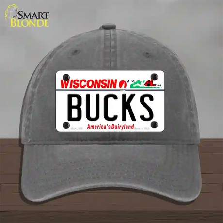 Bucks Wisconsin State Novelty License Plate Hat Unconstructed Cotton / Charcoal