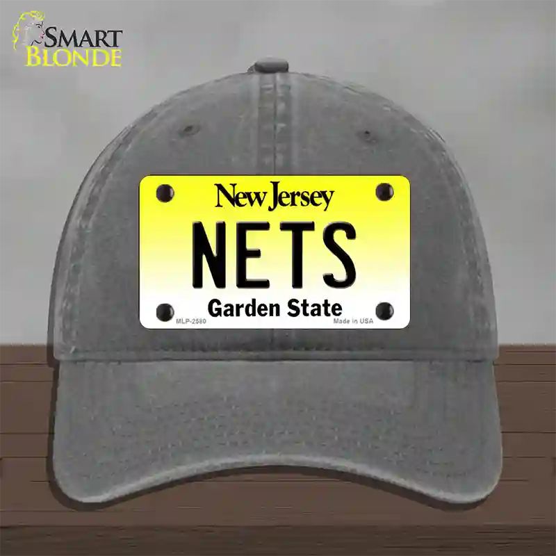 Nets New Jersey State Novelty License Plate Hat Unconstructed Cotton / Charcoal