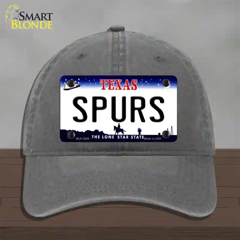 Spurs Texas State Novelty License Plate Hat Unconstructed Cotton / Charcoal