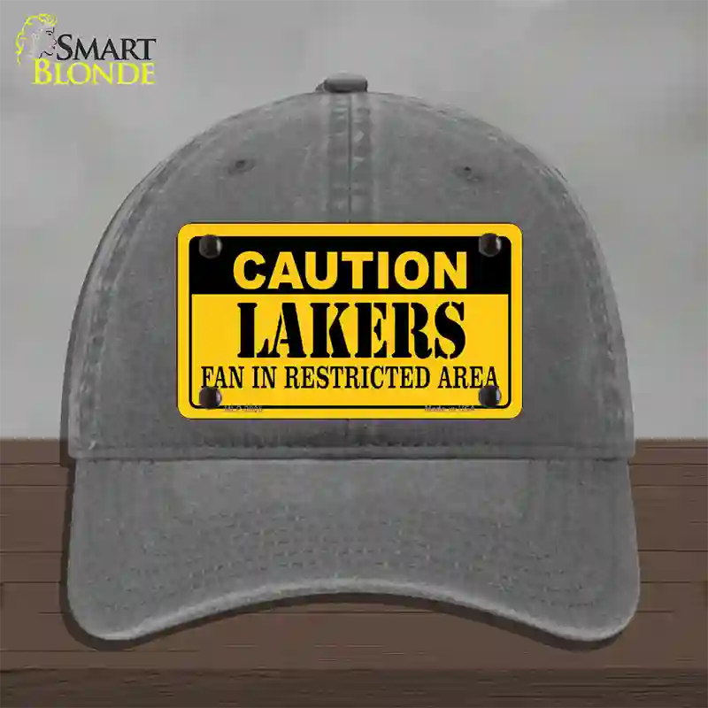 Caution Lakers Fan Novelty License Plate Hat Unconstructed Cotton / Charcoal