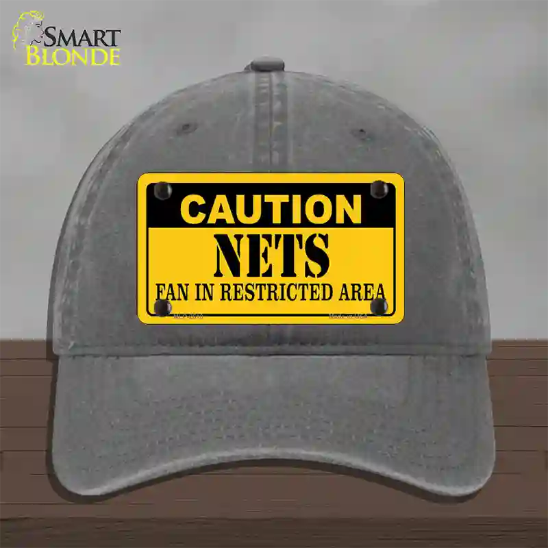 Caution Nets Fan Novelty License Plate Hat Unconstructed Cotton / Charcoal