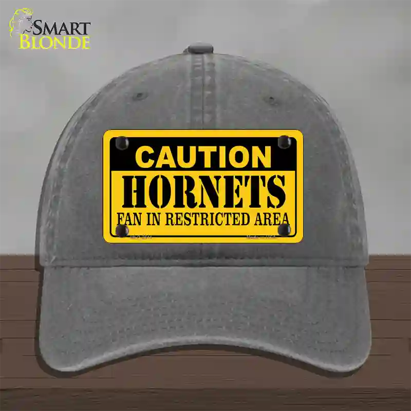 Caution Hornets Fan Novelty License Plate Hat Unconstructed Cotton / Charcoal