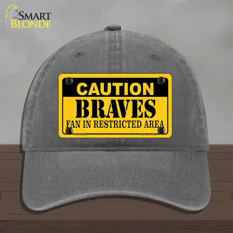 Caution Braves Fan Novelty License Plate Hat Unconstructed Cotton / Charcoal