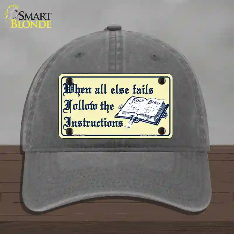 Follow Instructions Novelty License Plate Hat Unconstructed Cotton / Charcoal