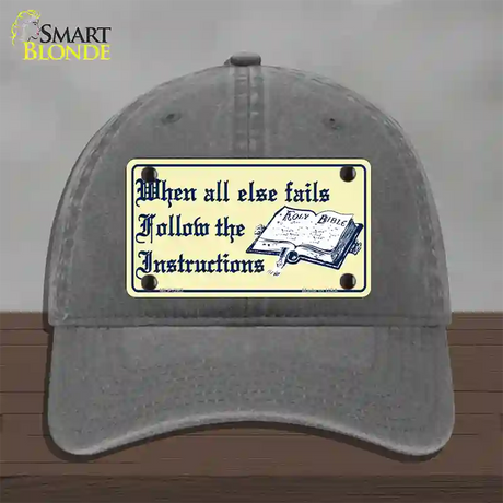 Follow Instructions Novelty License Plate Hat Unconstructed Cotton / Charcoal