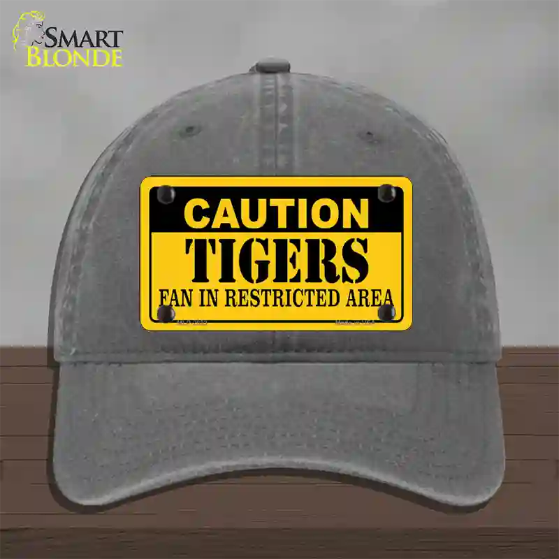 Caution Tigers Fan Novelty License Plate Hat Unconstructed Cotton / Charcoal