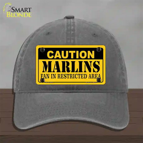 Caution Marlins Fan Novelty License Plate Hat Unconstructed Cotton / Charcoal