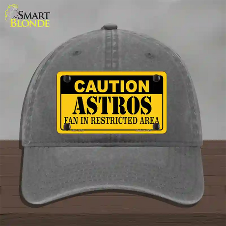 Caution Astros Fan Novelty License Plate Hat Unconstructed Cotton / Charcoal