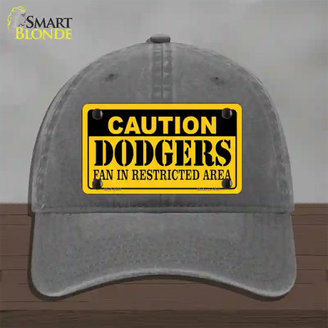 Caution Dodgers Fan Novelty License Plate Hat Unconstructed Cotton / Charcoal